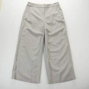 Eileen Fisher Grey Wool Blend Wide Leg Cropped Pants Trousers Size M R6IP-4